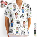 Gift For Husband,Gift For Grandpa,Gift For Father,Grandpa's Hobby,Dad's Hobby,Sport Dad,Golf,Funny - Custom Photo Best Dad By Par Funny Kid - Personalized Hawaiian Shirt