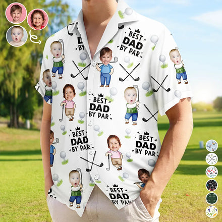 Custom Photo Best Dad By Par Funny Kid - Personalized Hawaiian Shirt