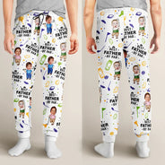 Happy,Golf,Dad's Hobby,Sport Dad,Gift For Father,Gift For Grandpa,Grandpa's Hobby,Gift For Husband - Custom Photo Best Dad By Par Funny Kid - Personalized Pajama Pants