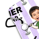 Gift For Father,Humorous,Custom Photo,Golf,Cut-Face Photo - Custom Photo Best Dad By Par Funny Kid Stripe - Personalized Golf Towel