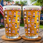 Custom Photo,Independence Day,Gift For Father,Sport Dad,Golf,Playful,Cut-Face Photo - Custom Photo Best Dad By Par Funny Kid US Flag - Personalized Beer Glass