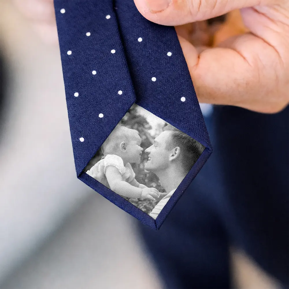 Gift For Husband,Gift For Yourself,Gift For Men,Gift For Father,New Dad,Gift For Grandpa - Custom Photo Best Dad Ever - Personalized Fabric Tie Patch