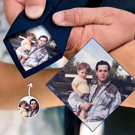 Custom Photo Best Dad Ever - Personalized Fabric Tie Patch