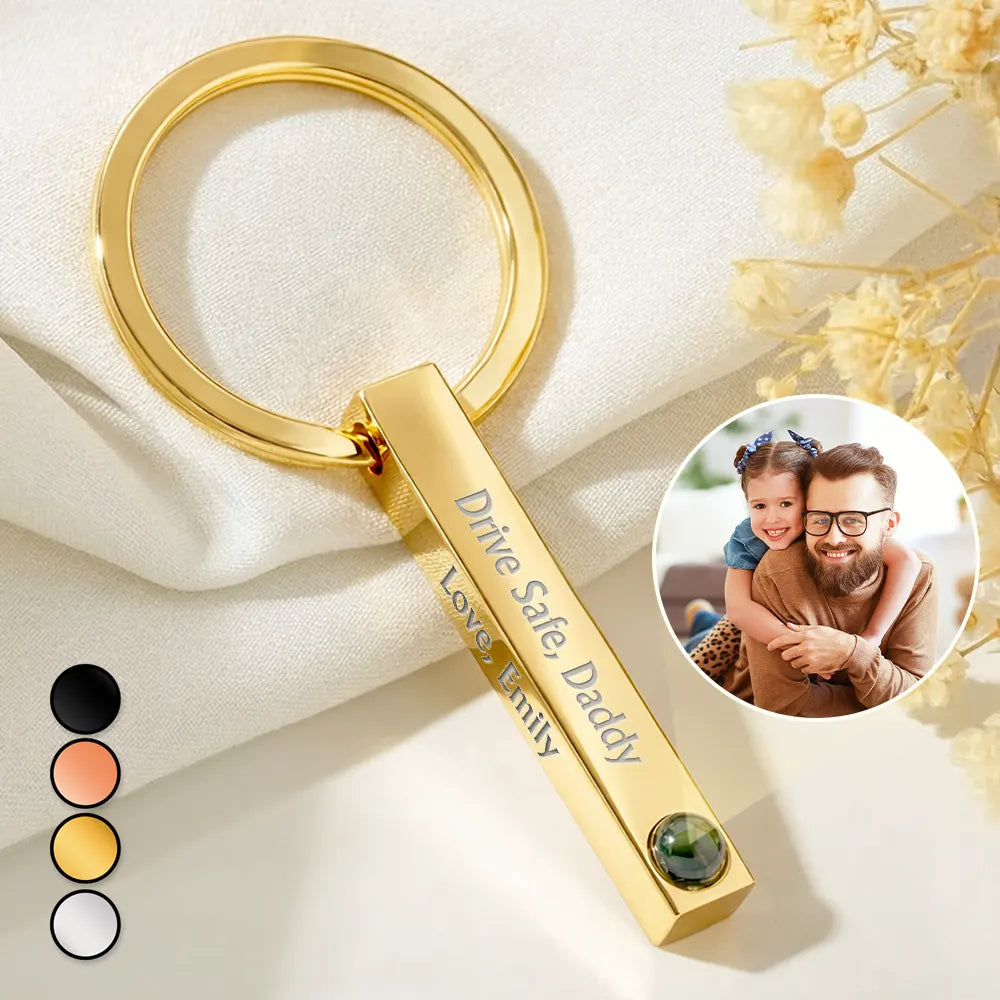 Custom Photo Best Dad Ever - Personalized Photo Projection Keychain