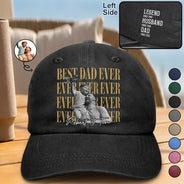 Gift For Father,Gift For Grandpa,Non-Eng,Photo,Proud - Custom Photo Best Dad Ever Ever Ever Vintage - Personalized Vintage Washed Denim Cap
