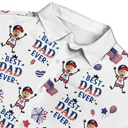 Gift For Father,Gift For Grandpa,Gift For Mother,Gift For Grandma,Independence Day,Top Market,Photo,Icon,Proud - Custom Photo Best Dad Ever USA Flag - Personalized Hawaiian Shirt