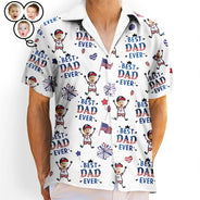 Gift For Father,Gift For Grandpa,Gift For Mother,Gift For Grandma,Independence Day,Top Market,Photo,Icon,Proud - Custom Photo Best Dad Ever USA Flag - Personalized Hawaiian Shirt