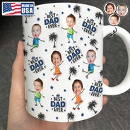 Gift For Father, Gift For Grandpa, Custom Photo, Happy - Custom Photo Best Dad Grandpa Ever - 3D Inflated Effect Printed, Personalized White Edge-to-Edge Mug