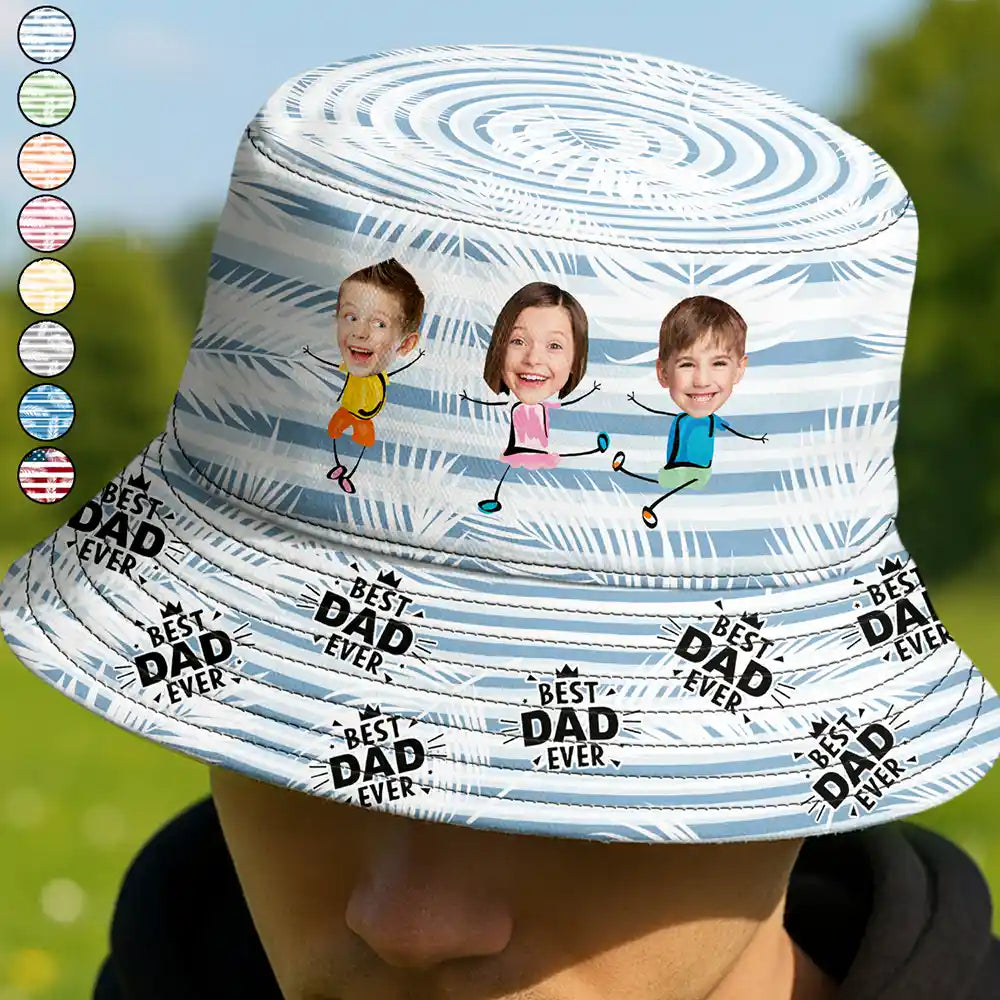 Gift For Husband,Gift For Yourself,Gift For Men,Gift For Grandpa,Gift For Father,Summer - Custom Photo Best Dad Grandpa Ever - Personalized Bucket Hat