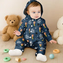 Gift For Grandpa,Gift For Father,Happy,Custom Photo - Custom Photo Best Dad Grandpa Ever - Personalized Overall Onesie Hooded Jumpsuit