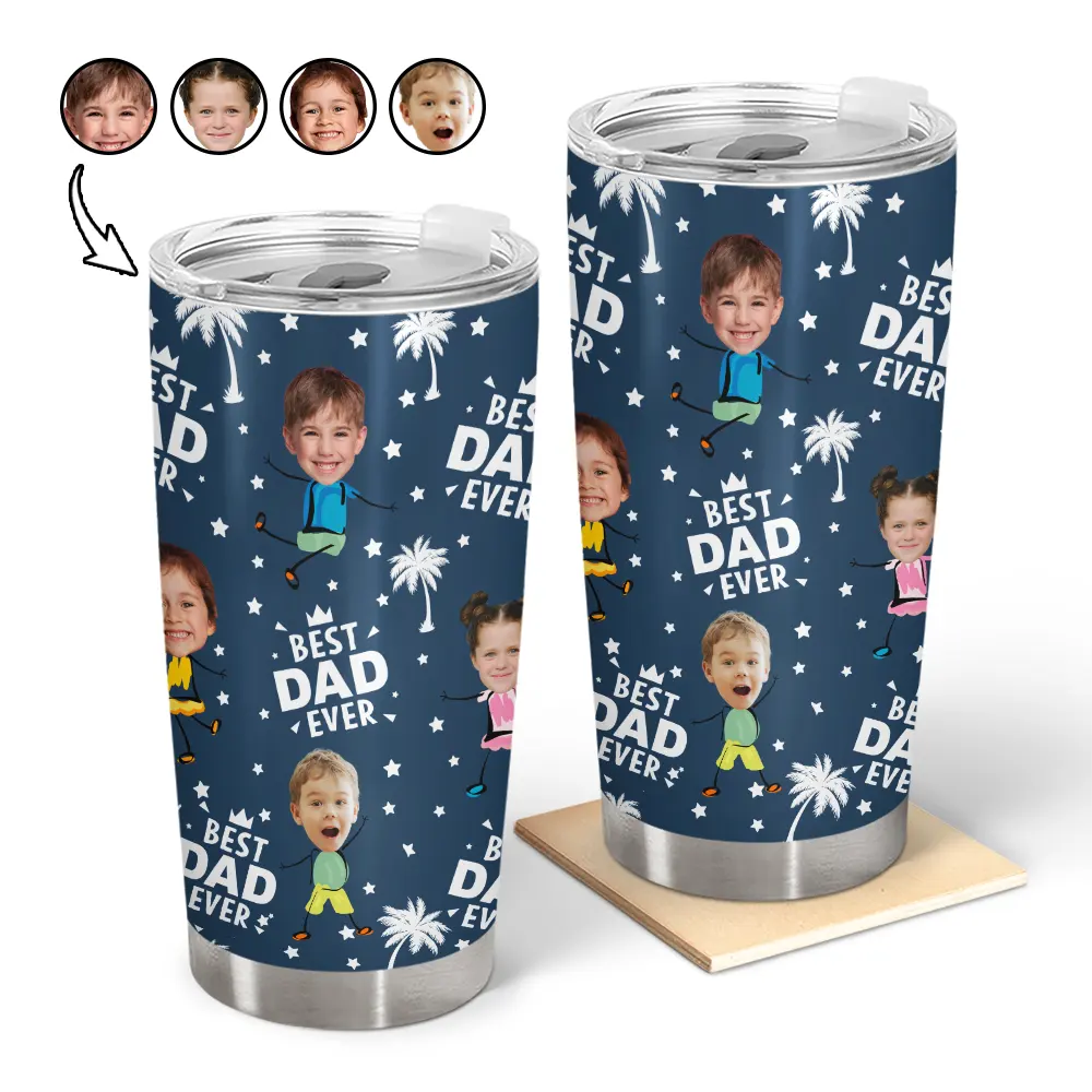 Custom Photo Best Dad Grandpa Ever - Personalized Tumbler