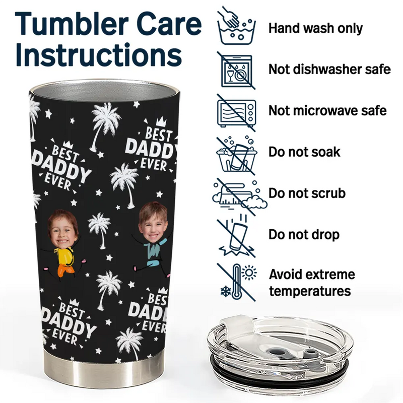 Gift For Father, Gift For Grandpa, Custom Photo, Happy - Custom Photo Best Dad Grandpa Ever - Personalized Tumbler