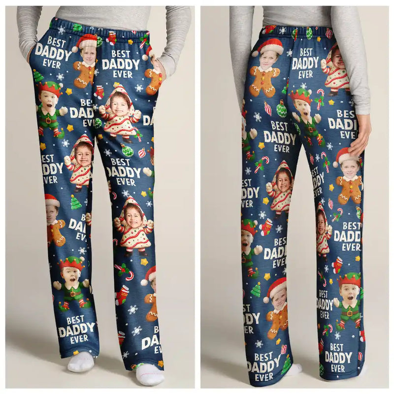 Gift For Husband,Gift For Men,Gift For Grandpa,Gift For Father,Happy - Custom Photo Best Dad Grandpa Ever Christmas Character - Personalized Pajama Pants