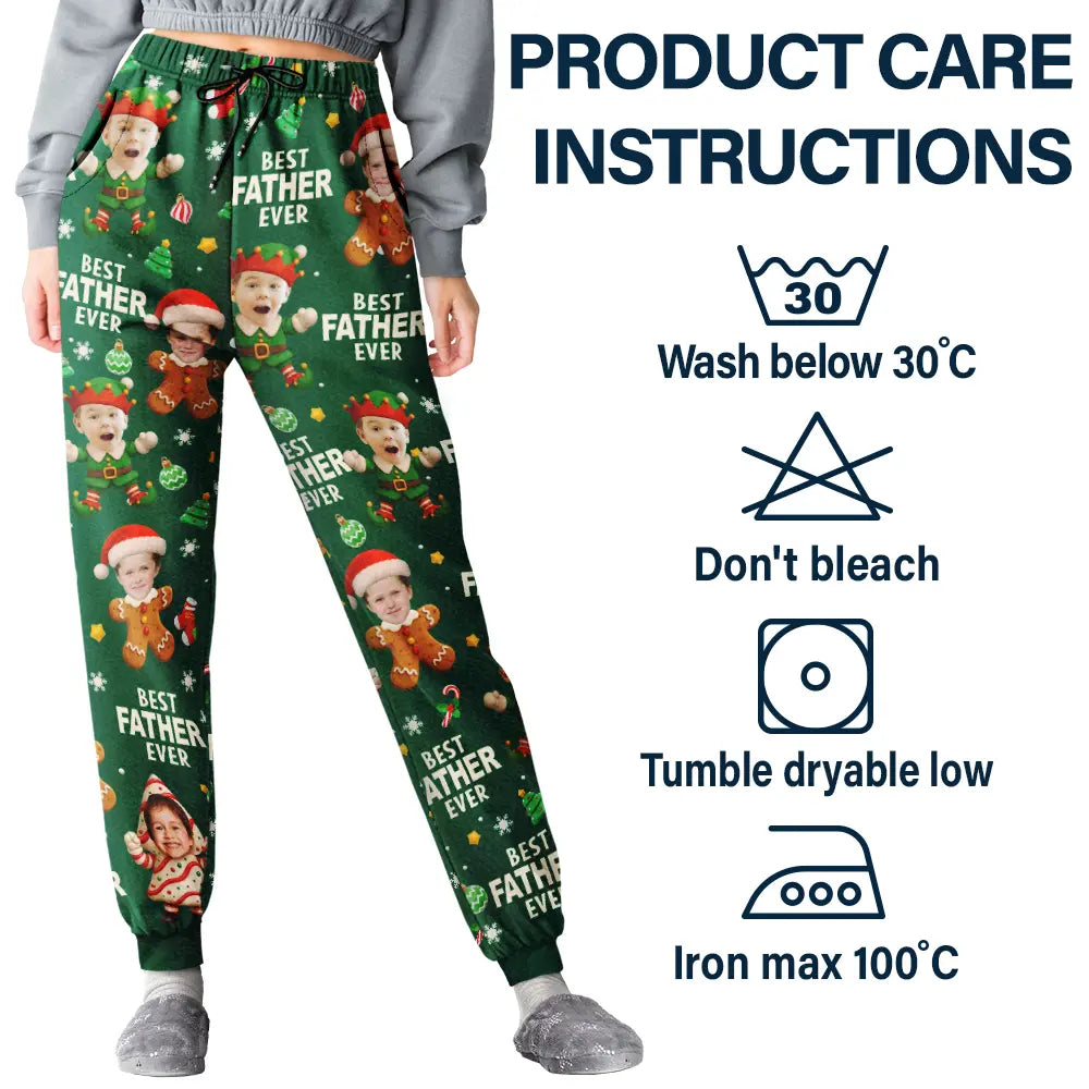 Gift For Husband,Gift For Men,Gift For Grandpa,Gift For Father,Happy - Custom Photo Best Dad Grandpa Ever Christmas Character - Personalized Pajama Pants