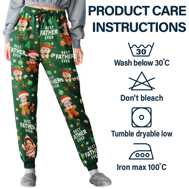 Gift For Husband,Gift For Men,Gift For Grandpa,Gift For Father,Happy - Custom Photo Best Dad Grandpa Ever Christmas Character - Personalized Pajama Pants