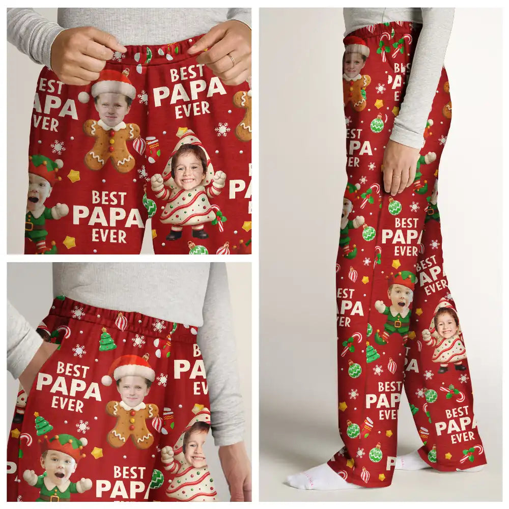 Gift For Husband,Gift For Men,Gift For Grandpa,Gift For Father,Happy - Custom Photo Best Dad Grandpa Ever Christmas Character - Personalized Pajama Pants
