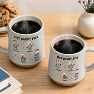 Gift For Father,Custom Photo,Adorable,Cut-Face Photo,Icon - Custom Photo Best Dad Grandpa Ever Kids Face - Personalized Conical Mug