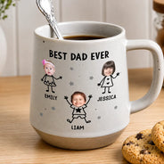 Gift For Father,Custom Photo,Adorable,Cut-Face Photo,Icon - Custom Photo Best Dad Grandpa Ever Kids Face - Personalized Conical Mug