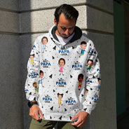 Gift For Father, Gift For Grandpa, Funny - Custom Photo Best Dad Grandpa Ever Pine Tree - Personalized Pullover Hoodie