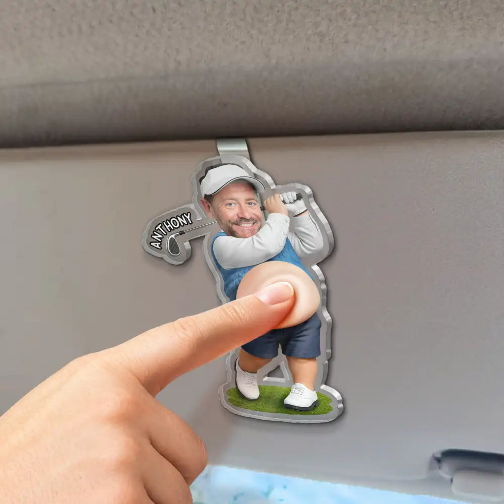 Custom Photo, Gift For Men, Gift For Yourself, Golf, Humorous, Cut-Face Photo - Custom Photo Best Dad Papa By Par - Personalized Squishy Acrylic Car Visor Clip