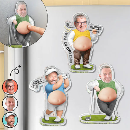 Custom Photo Best Dad Papa By Par - Personalized Squishy Acrylic Fridge Magnet