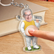 Custom Photo, Gift For Men, Gift For Yourself, Golf, Humorous, Cut-Face Photo - Custom Photo Best Dad Papa By Par - Personalized Squishy Acrylic Keychain