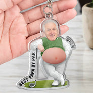 Custom Photo, Gift For Men, Gift For Yourself, Golf, Humorous, Cut-Face Photo - Custom Photo Best Dad Papa By Par - Personalized Squishy Acrylic Keychain