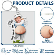 Custom Photo, Gift For Men, Gift For Yourself, Golf, Humorous, Cut-Face Photo - Custom Photo Best Dad Papa By Par - Personalized Squishy Acrylic Keychain