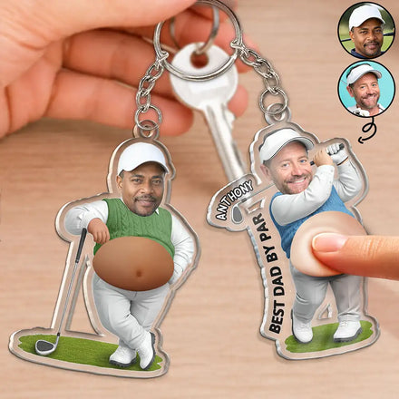 Custom Photo Best Dad Papa By Par - Personalized Squishy Acrylic Keychain