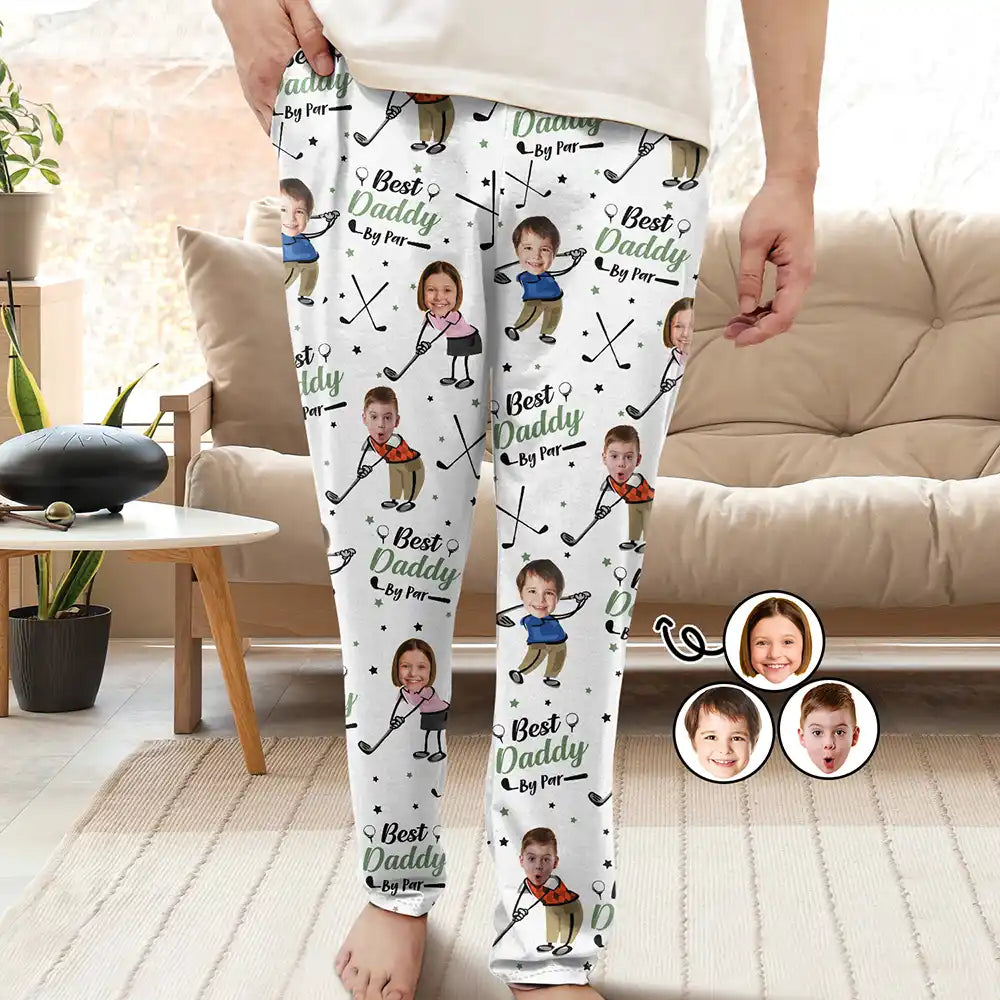 Custom Photo Best Dad Papa By Par Funny Kids - Personalized Pajama Pants
