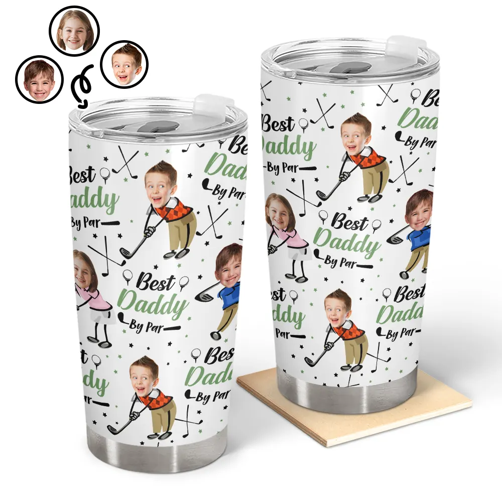 Custom Photo Best Dad Papa By Par Funny Kids - Personalized Tumbler