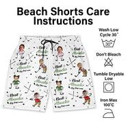 Gift For Father,Sport Dad,Dad's Hobby,Golf,Happy - Custom Photo Best Dad Papa By Par Funny Kids - Personalized Unisex Beach Shorts