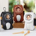 Gift For Husband, Gift For Men, Gift For Grandpa, Gift For Father, Sport Dad, Dad's Hobby, Grandpa's Hobby, Golf - Custom Photo Best Daddy By Par - Personalized Leather Golf Ball Holder