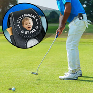 Gift For Husband, Gift For Men, Gift For Grandpa, Gift For Father, Sport Dad, Dad's Hobby, Grandpa's Hobby, Golf - Custom Photo Best Daddy By Par - Personalized Leather Golf Ball Holder
