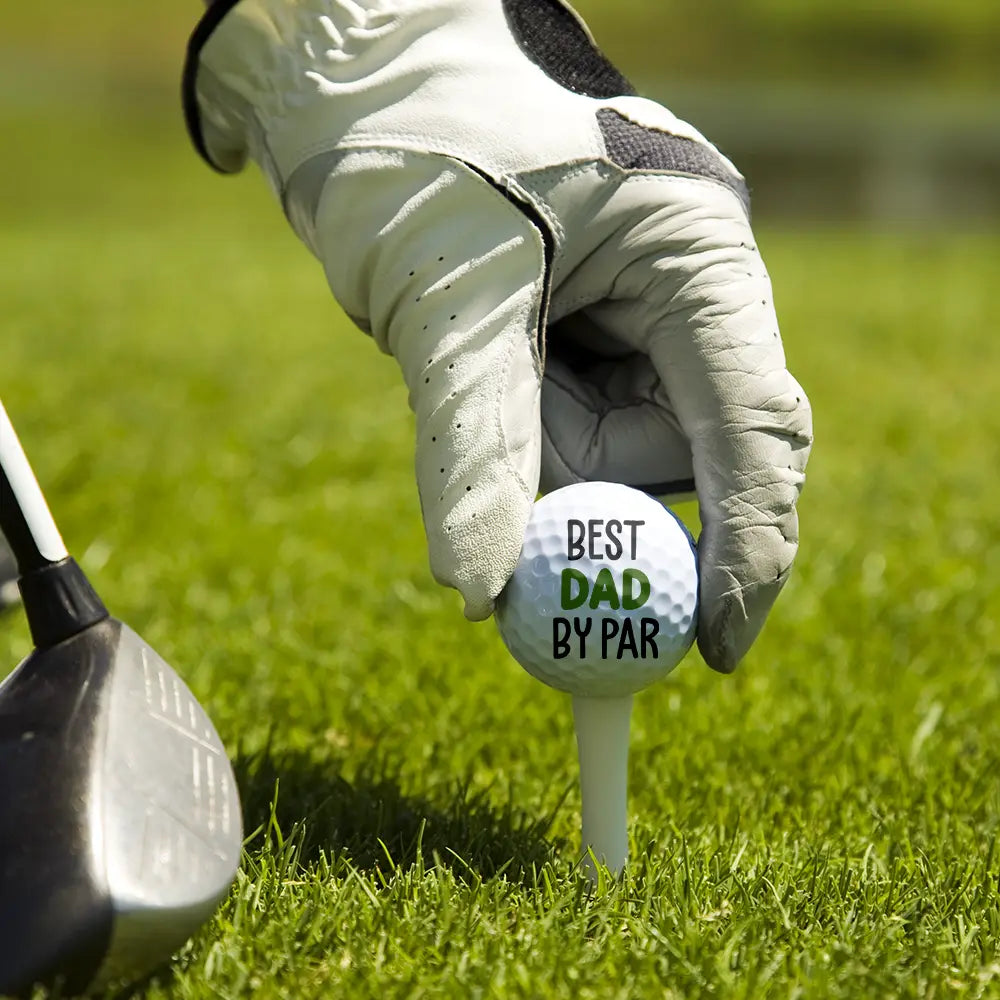 Happy,Sport Dad,Golf,Gift For Father,Gift For Men - Custom Photo Best Daddy By Par Cartoon Kid - Personalized Golf Ball
