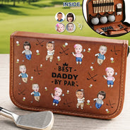 Gift For Men,Gift For Father,Gift For Grandpa,Golf,Sport Dad,Grandpa's Hobby,Dad's Hobby,Gift For Husband,Gift For Couples,Custom Photo,Non-Eng,Photo,Vector,Adorable - Custom Photo Best Daddy Grandpa By Par Funny Golf Lovers - Personalized Leather Golf Bag
