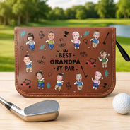 Gift For Men,Gift For Father,Gift For Grandpa,Golf,Sport Dad,Grandpa's Hobby,Dad's Hobby,Gift For Husband,Gift For Couples,Custom Photo,Non-Eng,Photo,Vector,Adorable - Custom Photo Best Daddy Grandpa By Par Funny Golf Lovers - Personalized Leather Golf Bag