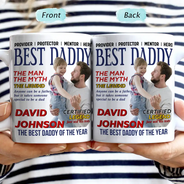 Gift For Father,Gift For Grandpa,Happy,Custom Photo - Custom Photo Best Daddy Papa Magazine - Personalized Mug