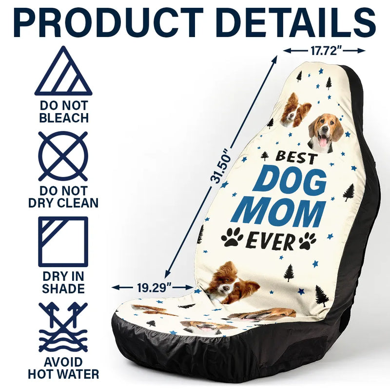 Pet Lovers, Funny - Custom Photo Best Dog Cat Dad Mom Ever - Personalized Car Seat Cover