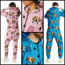 Pet Lovers, Custom Photo, Happy - Custom Photo Best Dog Cat Dad Mom Ever - Personalized Overall Onesie Hooded Jumpsuit