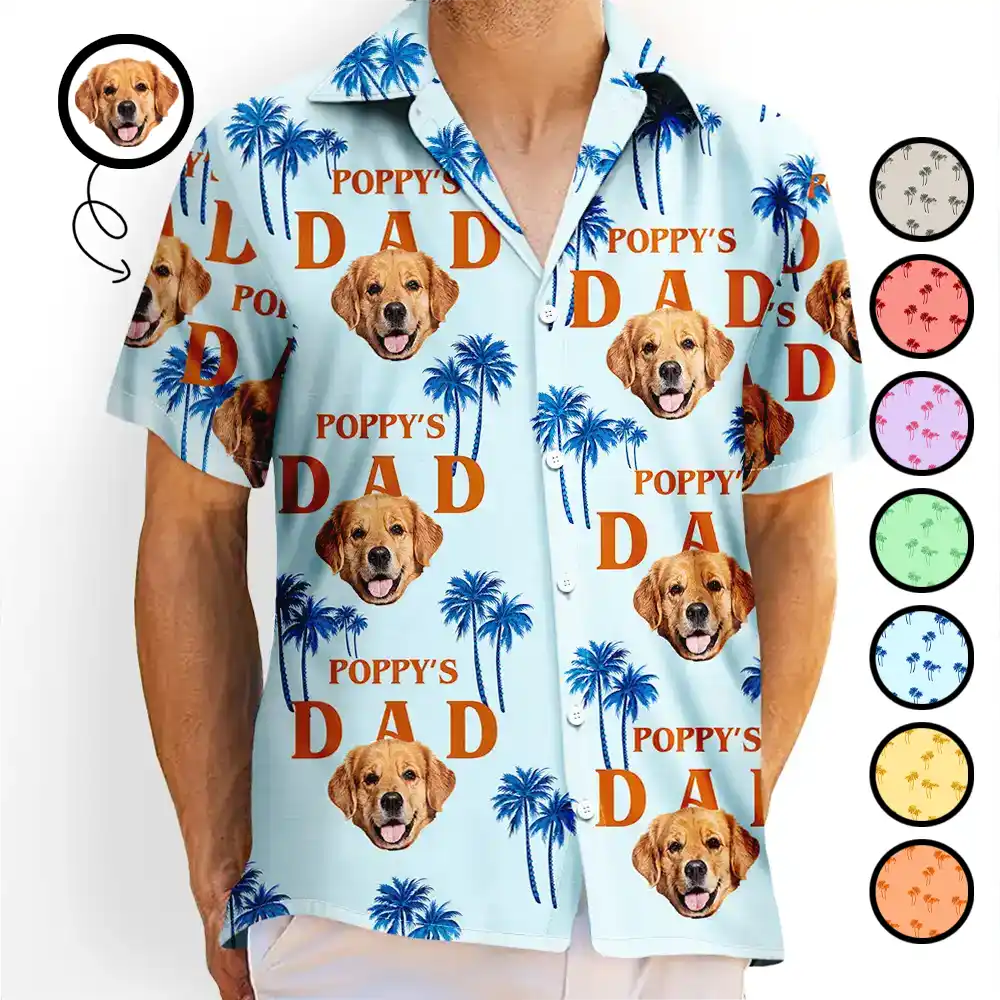 Gift For Yourself,Gift For Men,Gift For Grandpa,Gift For Father,Dog Lovers,Pet Lovers,Dog Dad,Cat Lovers,Cat Dad,Pet Dad - Custom Photo Best Dog Dad - Personalized Hawaiian Shirt