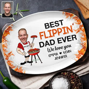 Gift For Father,Dad's Hobby,Grilling,Cooking - Custom Photo Best Flippin Dad Ever - Personalized Plate