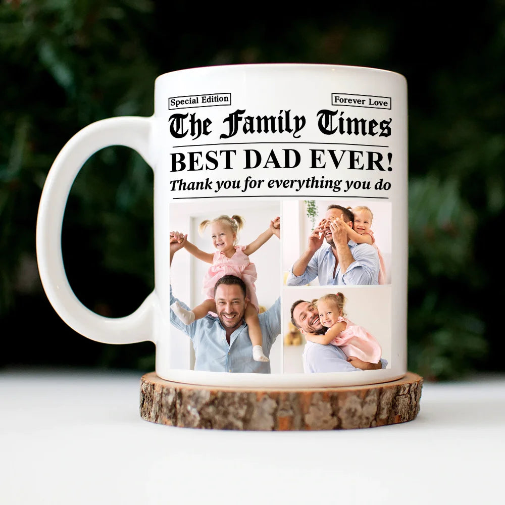 Gift For Mother, Gift For Father, Gift For Women, Gift For Men, Love - Custom Photo Best Mom Dad Ever Newspaper Theme - Personalized Mug