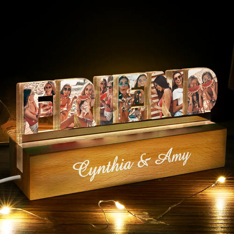 Gift For Sisters,Gift For Bestie,Love,Happy,Custom Photo - Custom Photo Bestie Sister Custom Names - Personalized Custom Shaped LED Light