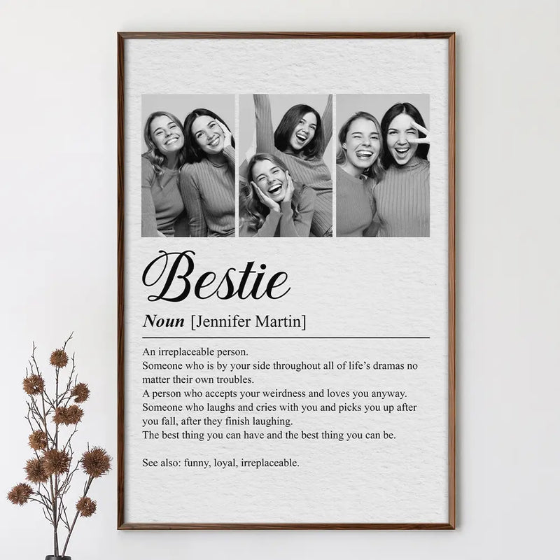Gift For Bestie,Happy,Custom Photo - Custom Photo Bestie Soul Sister Definition - Personalized Poster