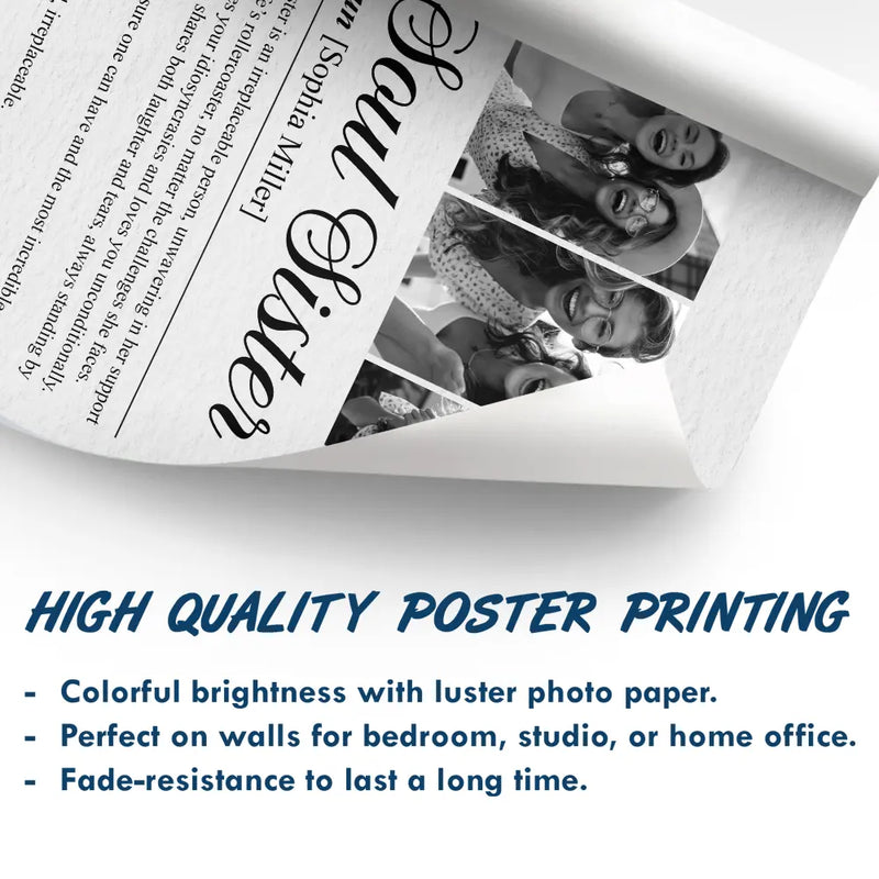 Gift For Bestie,Happy,Custom Photo - Custom Photo Bestie Soul Sister Definition - Personalized Poster