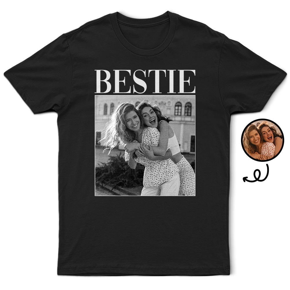 Gift For Bestie,Gift For Sisters,Happy,Custom Photo - Custom Photo Bestie Vintage - Personalized T Shirt