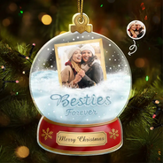 Gift For Bestie,Gift For Women,Gift For Men,Christmas,Happy - Custom Photo Besties Forever Christmas - Personalized Custom Shaped Acrylic Ornament