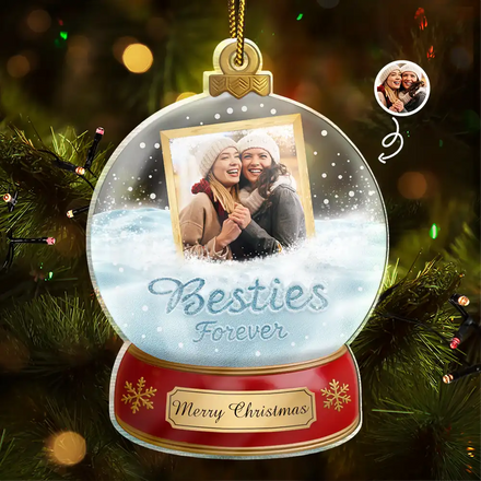 Custom Photo Besties Forever Christmas - Personalized Custom Shaped Acrylic Ornament