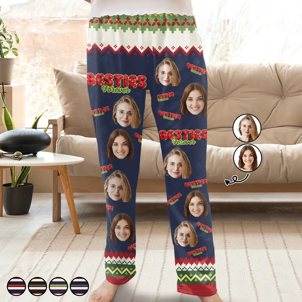 Custom Photo Besties Friends Siblings Forever - Personalized Pajama Pants